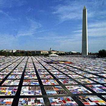 The AIDS Memorial Quilt was first displayed on the National Mall in Washington, DC, in October 1987.1